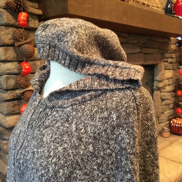 Gray Zip-up Hooded Poncho Sweater, Size S/M - Picture 5 of 8